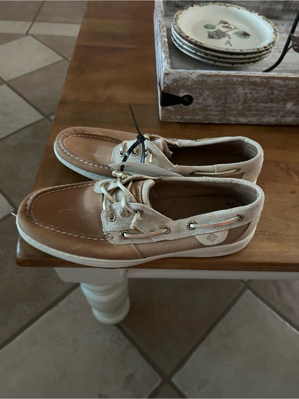 Sperry Two-Tone Tan and Cream Deck Shoes